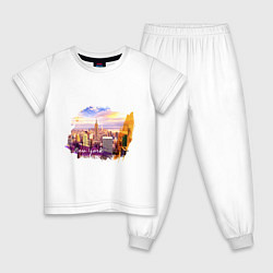 Пижама хлопковая детская Города и страны Нью-Йорк США, цвет: белый