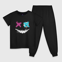 Пижама хлопковая детская Злой эмоджи, цвет: черный