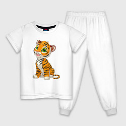 Пижама хлопковая детская Малыш Тигр, цвет: белый