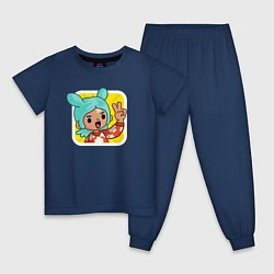 Пижама хлопковая детская Icon Toca Boca, цвет: тёмно-синий
