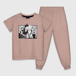 Пижама хлопковая детская Луффи и Зоро вместе, цвет: пыльно-розовый