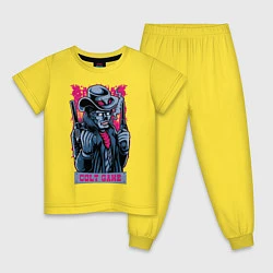 Пижама хлопковая детская Скелетон с пистолетами, цвет: желтый