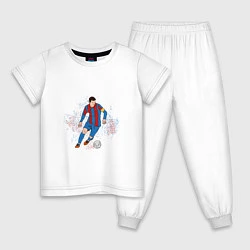 Пижама хлопковая детская Известный футболист, цвет: белый