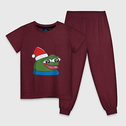 Пижама хлопковая детская Pepe, pepe happy, Пепе хеппи, pepe happy new year, цвет: меланж-бордовый