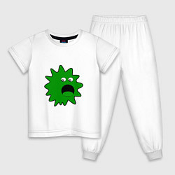Пижама хлопковая детская Зеленый паразит кричит, цвет: белый