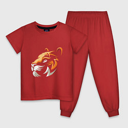 Пижама хлопковая детская Tiger Cute, цвет: красный