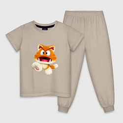 Пижама хлопковая детская GoombaCat, цвет: миндальный