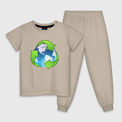 Пижама хлопковая детская Земля Экология, цвет: миндальный