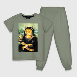 Пижама хлопковая детская Мона киса, цвет: авокадо