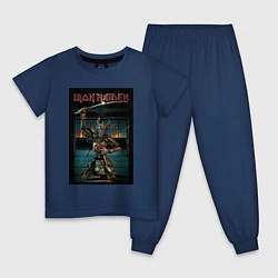 Пижама хлопковая детская Iron Maiden Самурай, цвет: тёмно-синий