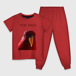 Пижама хлопковая детская Красный попугай, цвет: красный