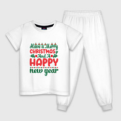 Пижама хлопковая детская Happy very new, цвет: белый