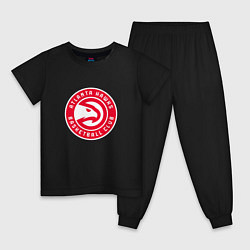 Пижама хлопковая детская Атланта Хокс логотип, цвет: черный