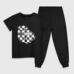 Пижама хлопковая детская Шахматы в маске, цвет: черный