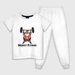 Пижама хлопковая детская Merry Fitmas, цвет: белый