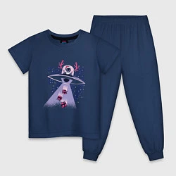 Пижама хлопковая детская Alien Santa, цвет: тёмно-синий