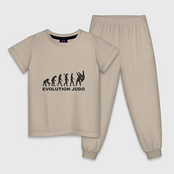 Пижама хлопковая детская Эволюция Дзюдо, цвет: миндальный