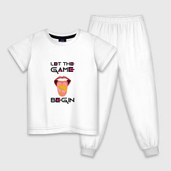 Пижама хлопковая детская Начнётся игра, цвет: белый