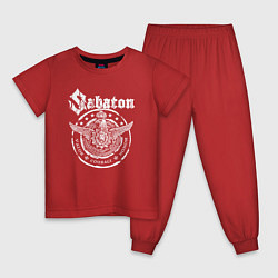 Пижама хлопковая детская Белый логотип Sabaton, цвет: красный