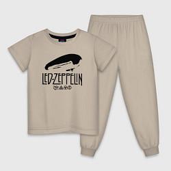 Пижама хлопковая детская Дирижабль Led Zeppelin с лого участников, цвет: миндальный