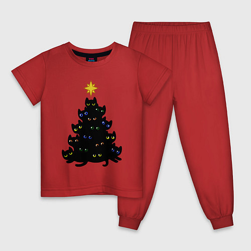 Детская пижама НовоКОТняя елка / Красный – фото 1