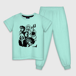 Пижама хлопковая детская Участники группы Hollywood Undead цвета мятный — фото 1