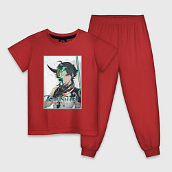 Пижама хлопковая детская Cяо из Genshin Impact Xiao, цвет: красный