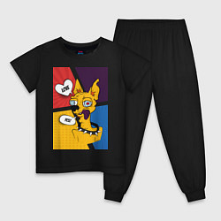 Пижама хлопковая детская Comics Пес Dog Yes Love, цвет: черный