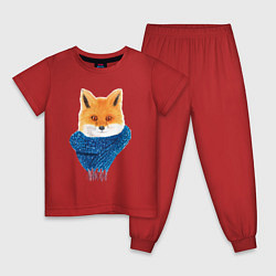 Пижама хлопковая детская Лиса акварель, цвет: красный