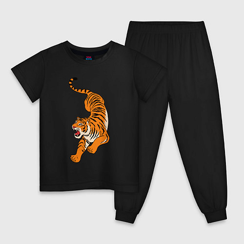 Детская пижама Агрессивный коварный тигр / Черный – фото 1