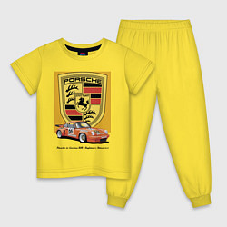 Пижама хлопковая детская Porsche 911 Carrera RSR - Daytona 24 Hours 1973, цвет: желтый