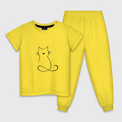 Пижама хлопковая детская Котик мяу, цвет: желтый