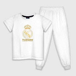 Пижама хлопковая детская Real Madrid gold logo, цвет: белый