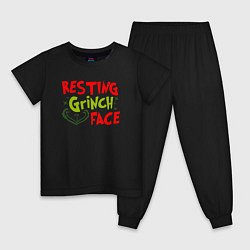 Пижама хлопковая детская Resting Grinch Face Новогодний, цвет: черный