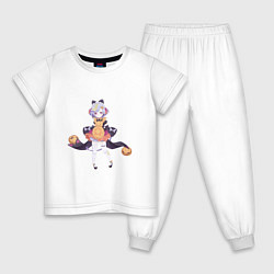 Пижама хлопковая детская Хеллоуиновская Ци Ци, цвет: белый