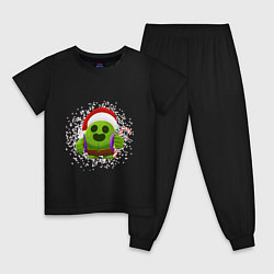 Пижама хлопковая детская Новогодний Спайк в шапочке, цвет: черный