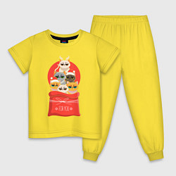 Пижама хлопковая детская Christmas Cats, цвет: желтый