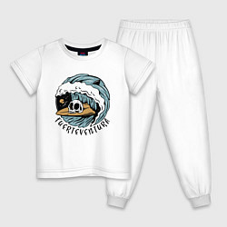 Пижама хлопковая детская Fuerteventura - surfing, цвет: белый