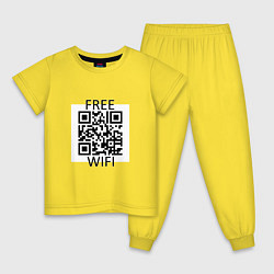 Пижама хлопковая детская Бесплатный Wi-Fi, цвет: желтый