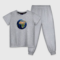Пижама хлопковая детская Планета солнечной системы земля, цвет: меланж