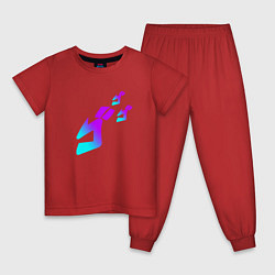 Пижама хлопковая детская НЕОН СИМВОЛ JOJOS BIZARRE ADVENTURE, цвет: красный