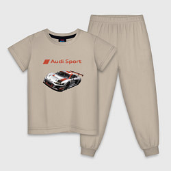 Пижама хлопковая детская Ауди - автоспорт гоночная команда, цвет: миндальный