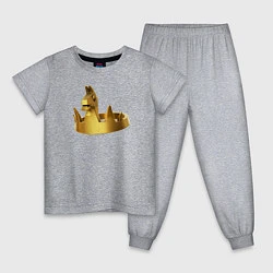 Пижама хлопковая детская Королевская лама, цвет: меланж