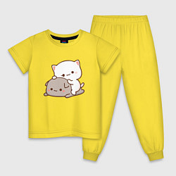 Пижама хлопковая детская Котики играют 02, цвет: желтый