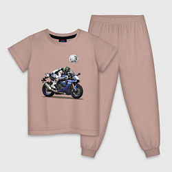 Пижама хлопковая детская YAMAHA - racing team!, цвет: пыльно-розовый