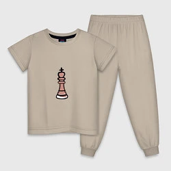 Пижама хлопковая детская Шахматный король граффити, цвет: миндальный
