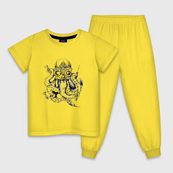 Пижама хлопковая детская Кракен-водолаз, цвет: желтый