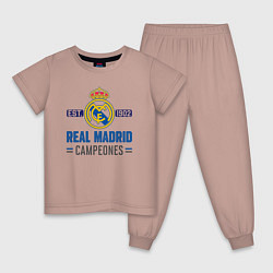 Пижама хлопковая детская Real Madrid Реал Мадрид, цвет: пыльно-розовый