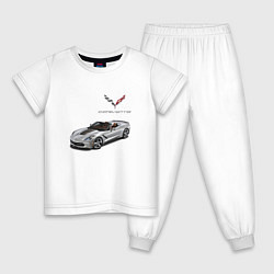 Пижама хлопковая детская Chevrolet Corvette - Racing team, цвет: белый
