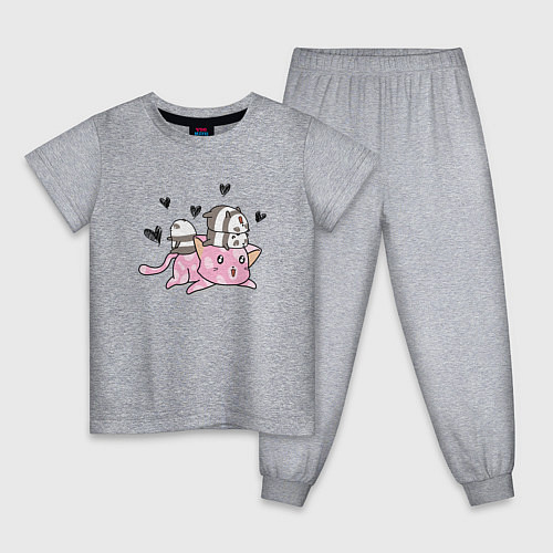 Детская пижама Котик с пандочками / Меланж – фото 1